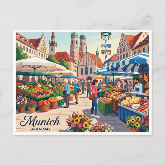 Viktualienmarkt München Duitsland Briefkaart (Voorkant)