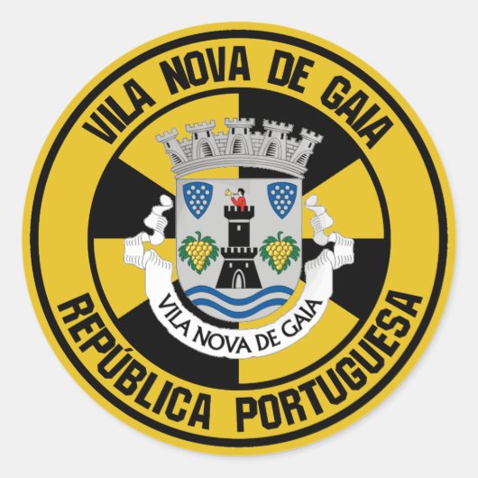 Vila Nova de Gaia Round Emblem Ronde Sticker (Voorkant)