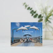 Vilano Beach Florida visserspier Feestdagenkaart (Staand voorkant)