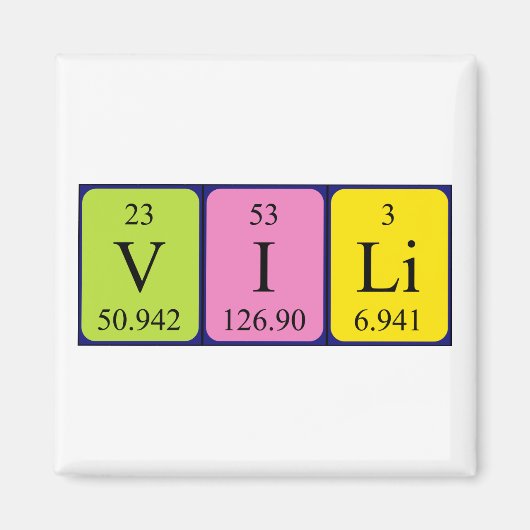Vili periodieke table name magnet (Voorkant)