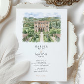 Villa Cetinale Toscane Watercolor Bruiloft Kaart