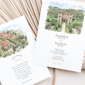 Villa Cetinale Toscane Watercolor Bruiloft Kaart