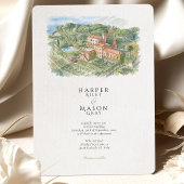 Villa Cimbrone Amalfi Coast Watercolor Wedding Kaart