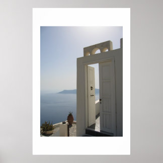 Villa-deur in Santorini Poster