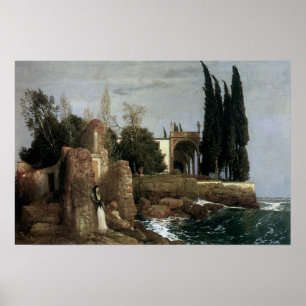 Villa door het Zee van Arnold Bocklin, symbolistis Poster