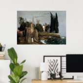 Villa door het Zee van Arnold Bocklin, symbolistis Poster (Thuiskantoor)