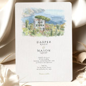 Villa Eva Ravello Amalfikust Aquarel Bruiloft Kaart