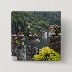 Villa Monastero, tuinen en meerzijde, Varenna, Vierkante Button 5,1 Cm