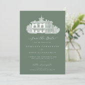 Villa Sage Green Wedding Save The Date (Staand voorkant)