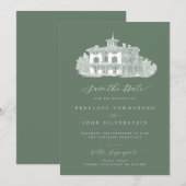 Villa Sage Green Wedding Save The Date (Voorkant / Achterkant)