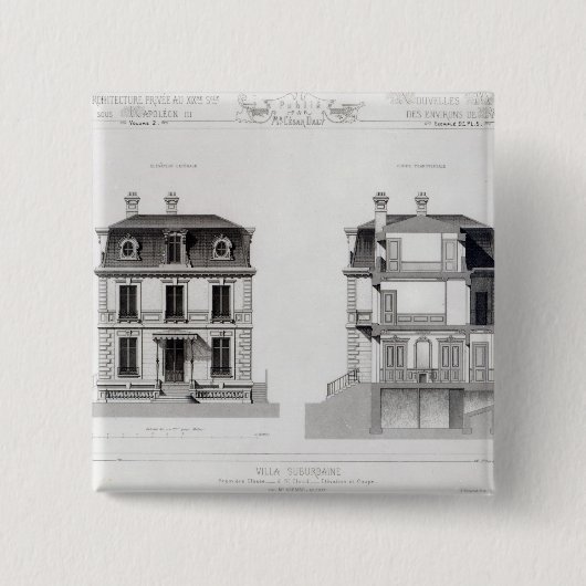 Villa Suburbaine, Premier Chasse in St. Cloud Vierkante Button 5,1 Cm (Voorkant)