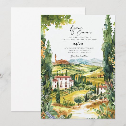 Villa Toscane Italië Huwelijksbestemming Kaart (Voorkant / Achterkant)