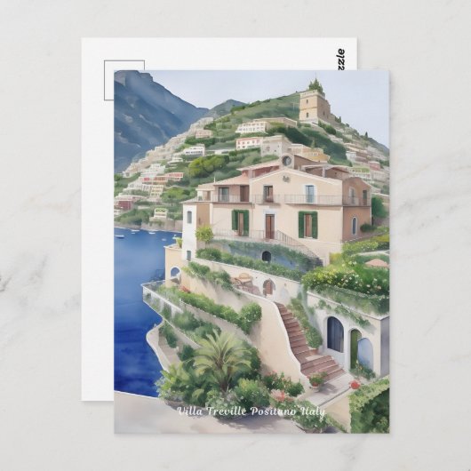 Villa Treville Positano Italië Exclusieve kunst Briefkaart (Voorkant / Achterkant)