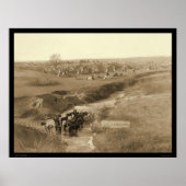 Villa van het Indiase Lakota Tipi-kamp SD 1891 Poster (Voorkant)