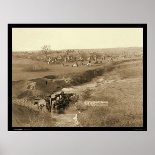 Villa van het Indiase Lakota Tipi-kamp SD 1891 Poster (Voorkant)