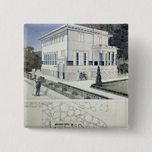 Villa Wagner, Wenen Vierkante Button 5,1 Cm (Voorkant)