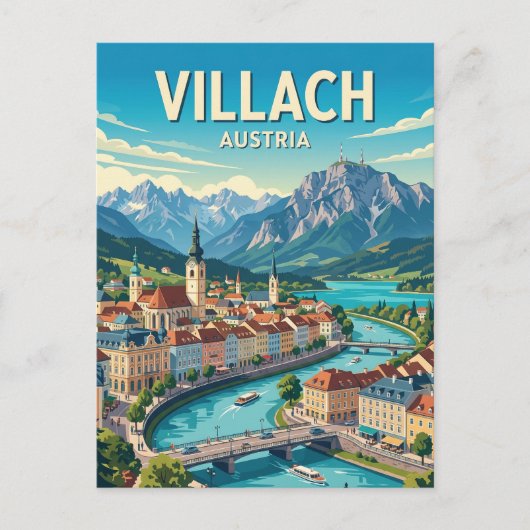 Villach Oostenrijk Briefkaart (Voorkant)