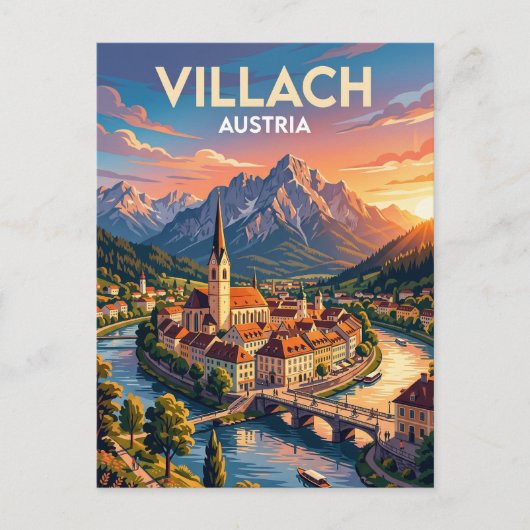 Villach Oostenrijk Briefkaart (Voorkant)