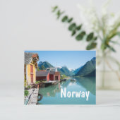 Village and a fjord in Norway text briefkaart (Staand voorkant)