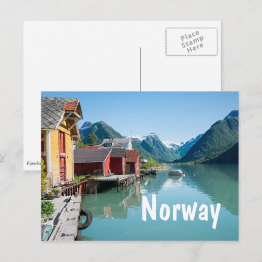 Village and a fjord in Norway text briefkaart (Voorkant / Achterkant)