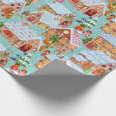 Village (aqua) cadeaupapier (Hoek)