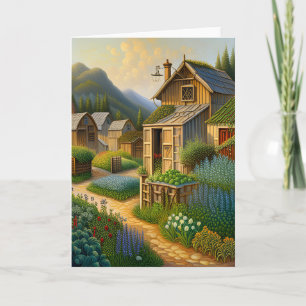 Village Art Wenskaart Feestdagen Kaart