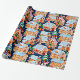 Village (blauw) cadeaupapier