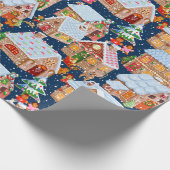 Village (blauw) cadeaupapier (Hoek)