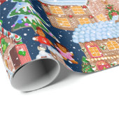 Village (blauw) cadeaupapier (Rol Hoek)