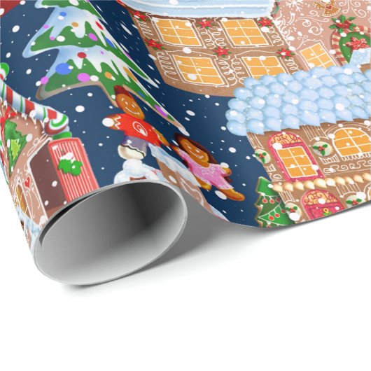 Village (blauw) cadeaupapier (Rol Hoek)