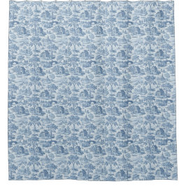Village Blue Toile Douchegordijn
