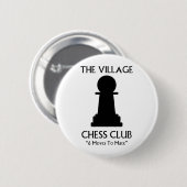 Village Chess Club Ronde Button 5,7 Cm (Voorkant /achterkant)