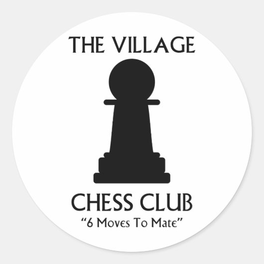 Village Chess Club Ronde Sticker (Voorkant)