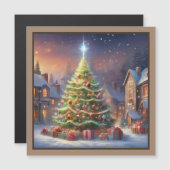 Village Christmas Tree Magnetische Kaart (Voorkant / Achterkant)