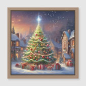 Village Christmas Tree Magnetische Kaart (Voorkant)