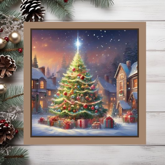 Village Christmas Tree Magnetische Kaart