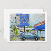 Village Cleaners Waterverf Briefkaart! Briefkaart (Voorkant / Achterkant)