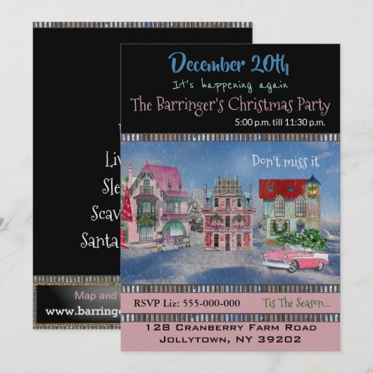 Village Get Together Kerstfeest Kaart (Voorkant / Achterkant)