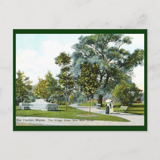 Village Green, Bar Harbor, Maine 1908 Vintage Briefkaart (Voorkant)