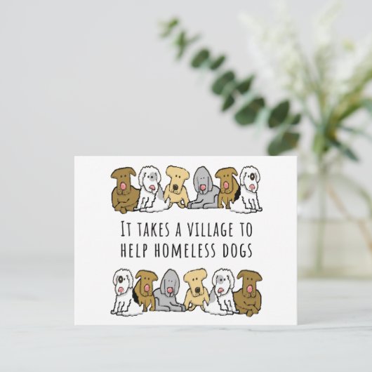 Village Help Dakloze Hond Redding Briefkaart (Staand voorkant)
