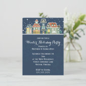 Village Homes Winter Snow Scene Holiday Party Kaart (Staand voorkant)