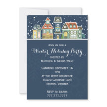 Village Homes Winter Snow Scene Holiday Party