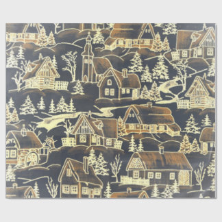 Village/House of Grosch, Holiday  Gold Xmas Villag Cadeaupapier