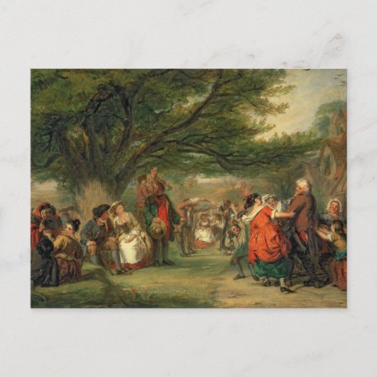 Village Merrymaking Feestdagenkaart (Voorkant)