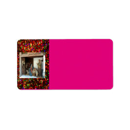 Village Nativity Under Canopy Meerkleurige sterren Etiket