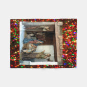 Village Nativity Under Canopy Meerkleurige sterren Fleece Deken (Voorkant (Horizontaal))
