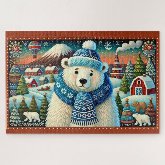 Village Polar Beren en kerstbomen Legpuzzel (Horizontaal)