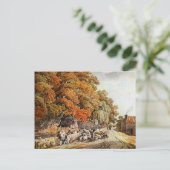 Village Scene Waterverf Painting Briefkaart! Briefkaart (Staand voorkant)