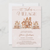 Village Snowy Winter Baby shower Kaart (Voorkant)