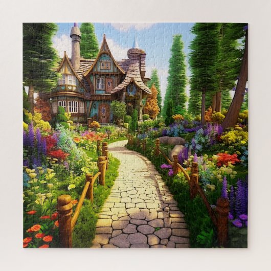 Village spring illustratie legpuzzel (Verticaal)